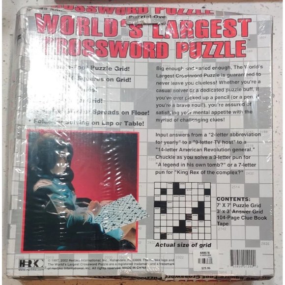 World's Largest Crossword Puzzle 49 Square Foot #1202 Herbco 7x7" New Unopened - Picture 2 of 6